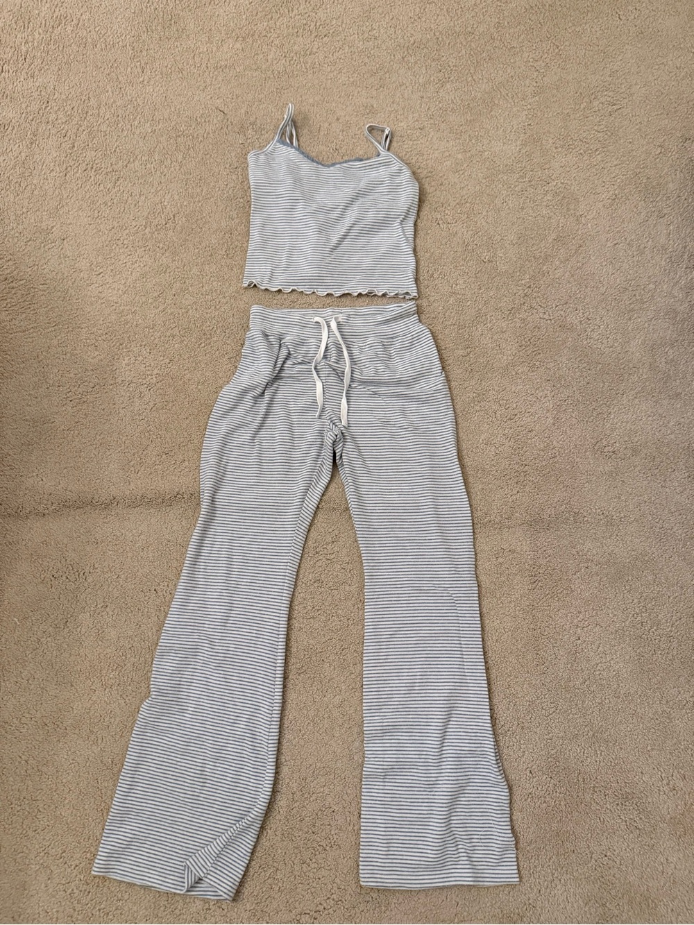 Z Supply Gray and White Striped Wide Leg Lounge Pants